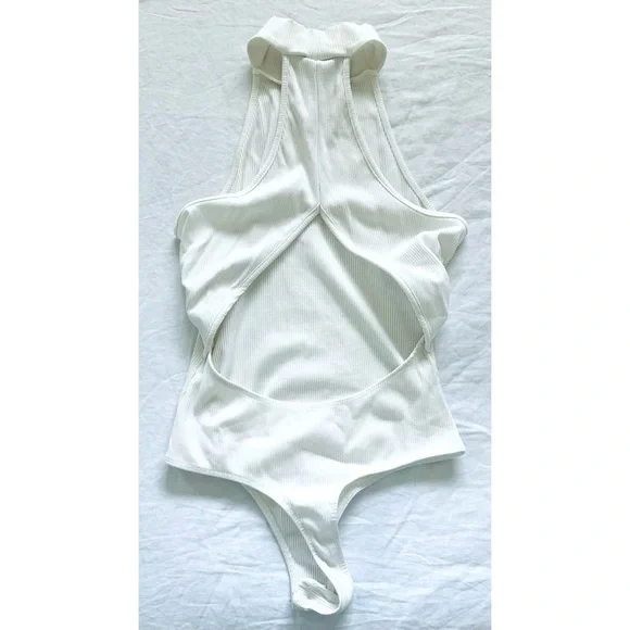 Lulu's Mock Neck Open Back Halter Bodysuit - Picture 5 of 7